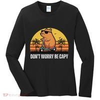 Don’T Worry Be Capy Cute Capybara Women's Long Sleeve Shirt thumb 0