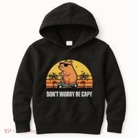 Don’T Worry Be Capy Cute Capybara Kids Hoodie thumb 0