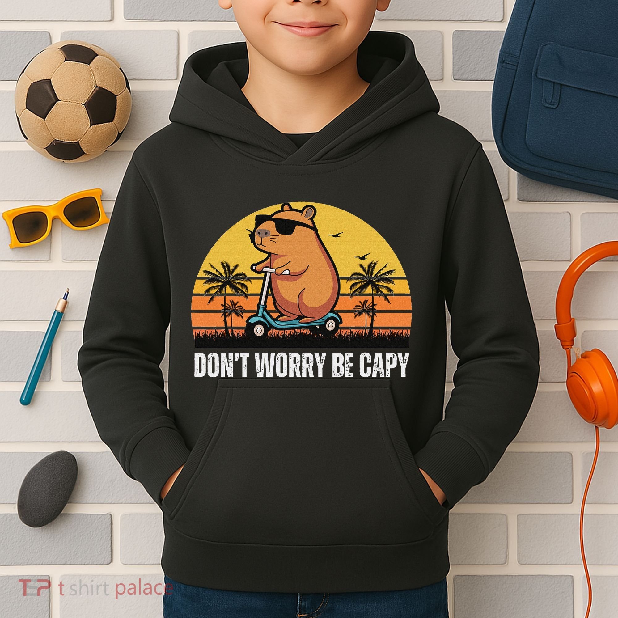 Don’T Worry Be Capy Cute Capybara Kids Hoodie