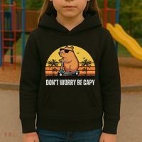 Don’T Worry Be Capy Cute Capybara Kids Hoodie thumb 3