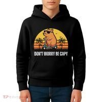 Don’T Worry Be Capy Cute Capybara Kids Hoodie thumb 4