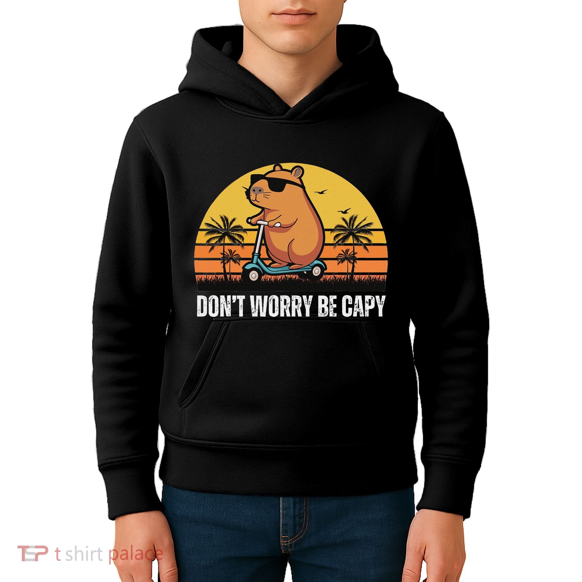 Don’T Worry Be Capy Cute Capybara Kids Hoodie
