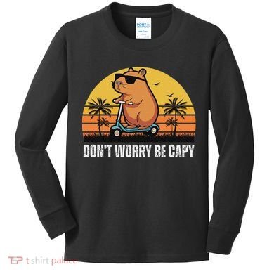 Don’T Worry Be Capy Cute Capybara Kids Long Sleeve Shirt