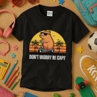 Don’T Worry Be Capy Cute Capybara Kids T-Shirt thumb 3