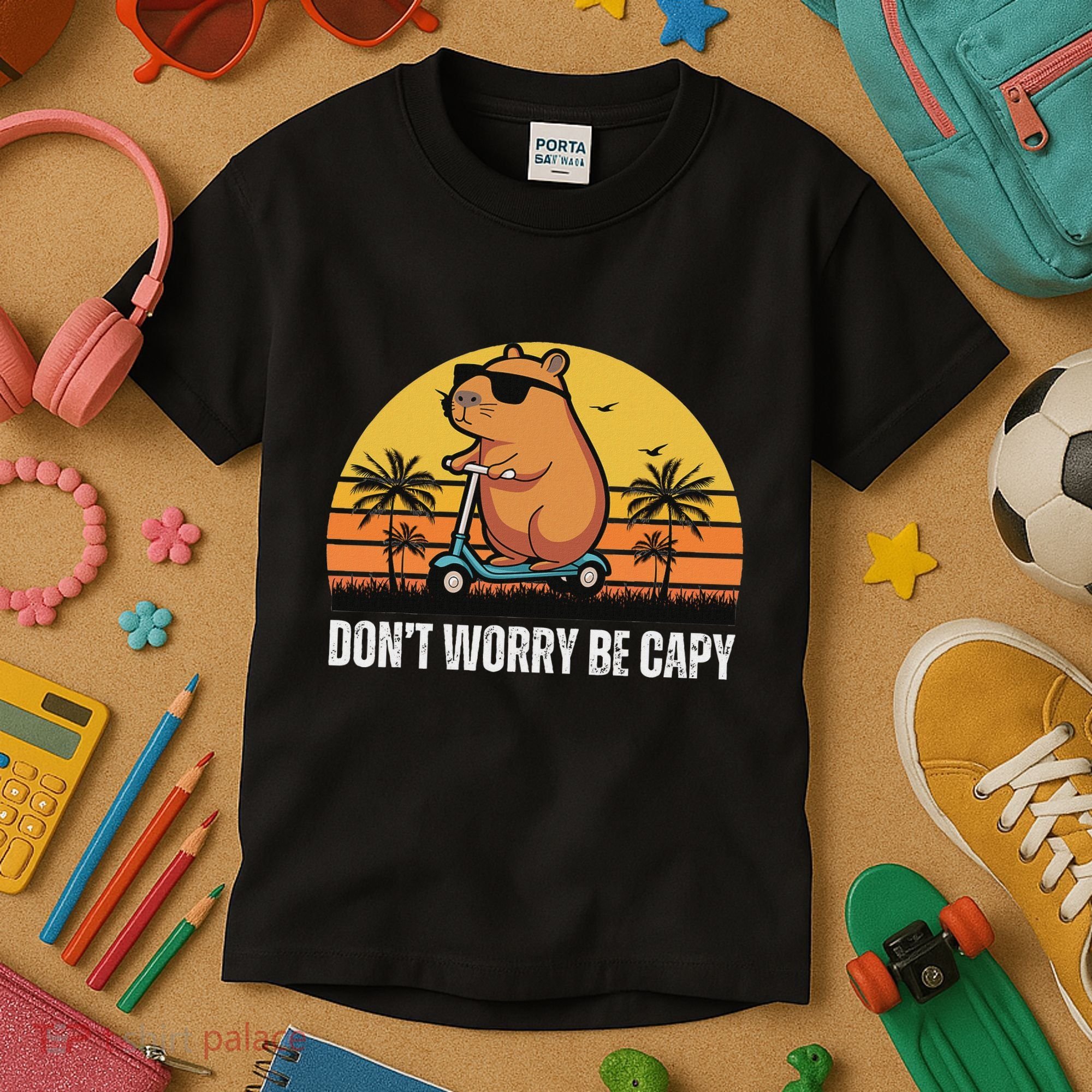 Don’T Worry Be Capy Cute Capybara Kids T-Shirt