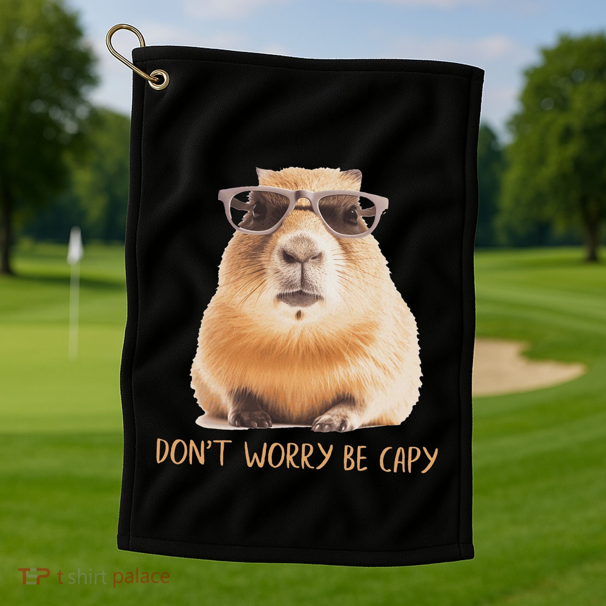 DonT Worry Be Capy Capybara Golf Towel