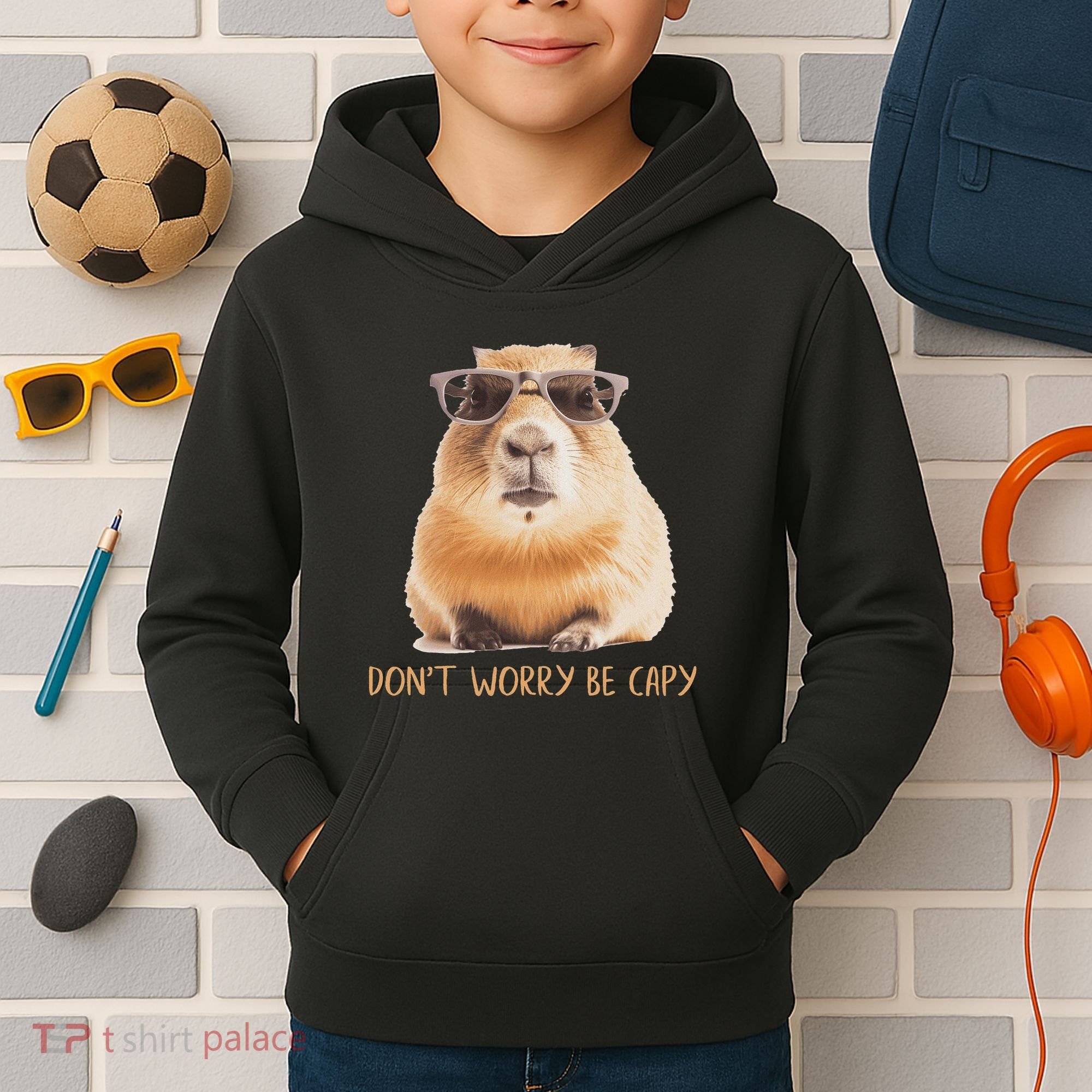 DonT Worry Be Capy Capybara Kids Hoodie