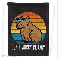 Dont Worry Be Capy Capybara Drawstring Bag thumb 0