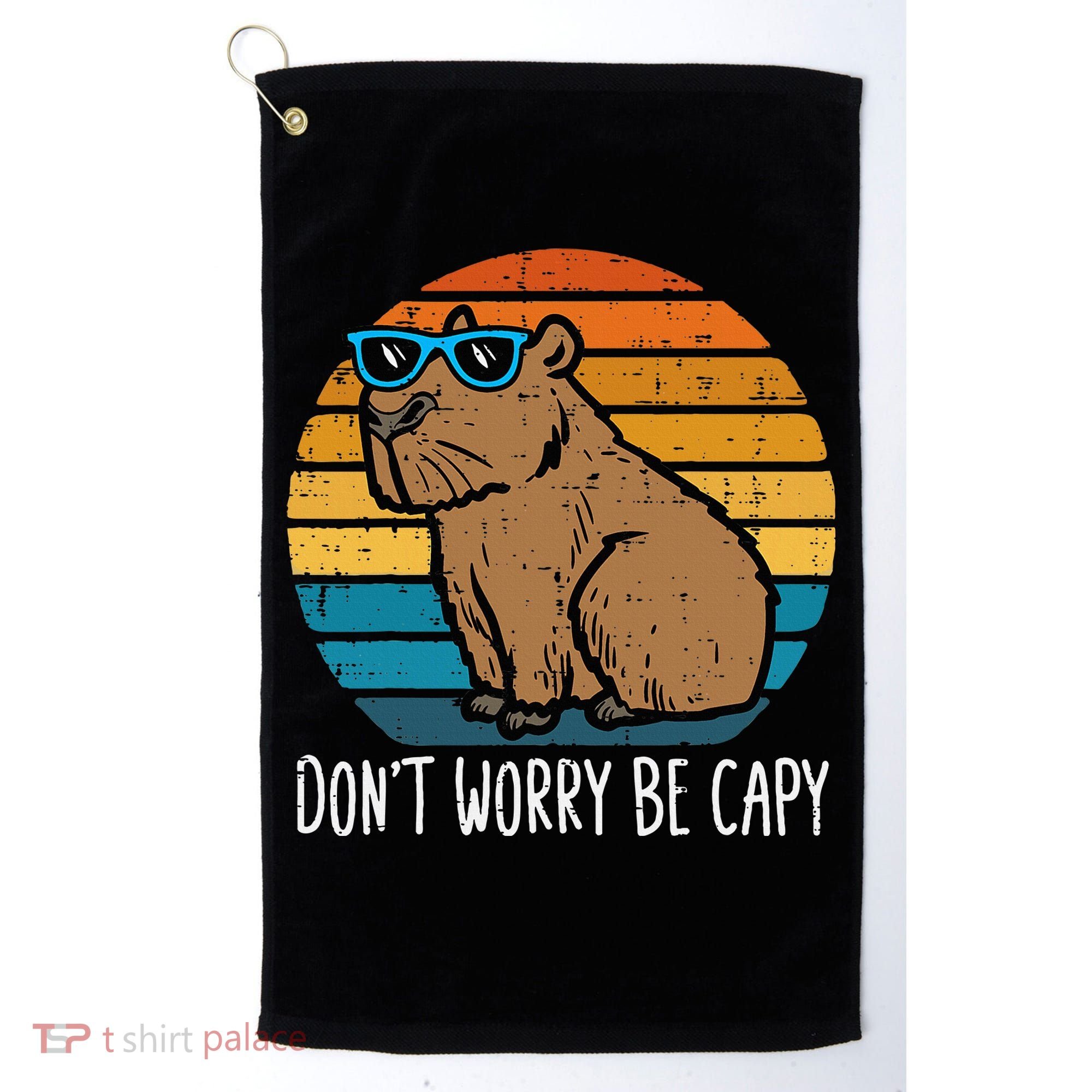 Dont Worry Be Capy Capybara Golf Towel