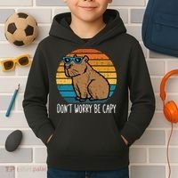 Dont Worry Be Capy Capybara Kids Hoodie thumb 2