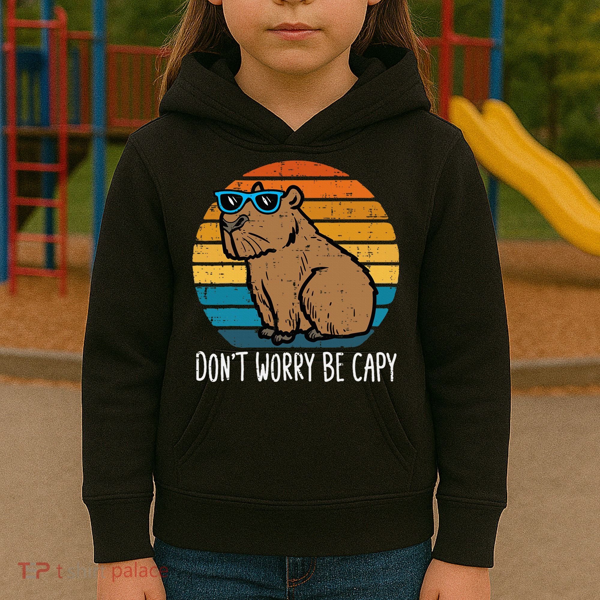 Dont Worry Be Capy Capybara Kids Hoodie