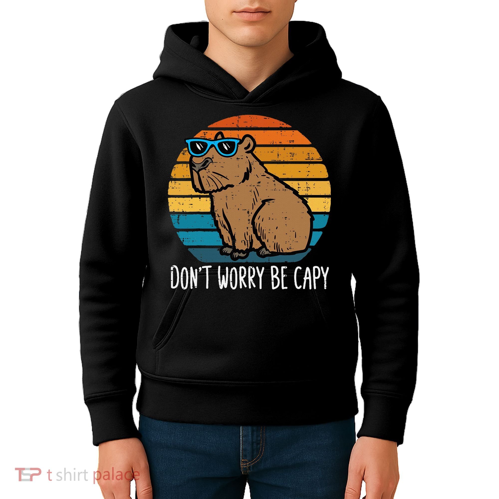 Dont Worry Be Capy Capybara Kids Hoodie