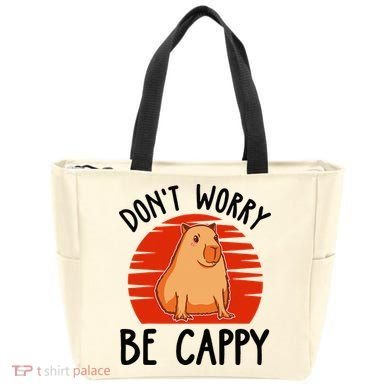 Dont Worry Be Cappy Capybara Animal Lover Funny Tote Bag