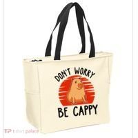 Dont Worry Be Cappy Capybara Animal Lover Funny Tote Bag thumb 2