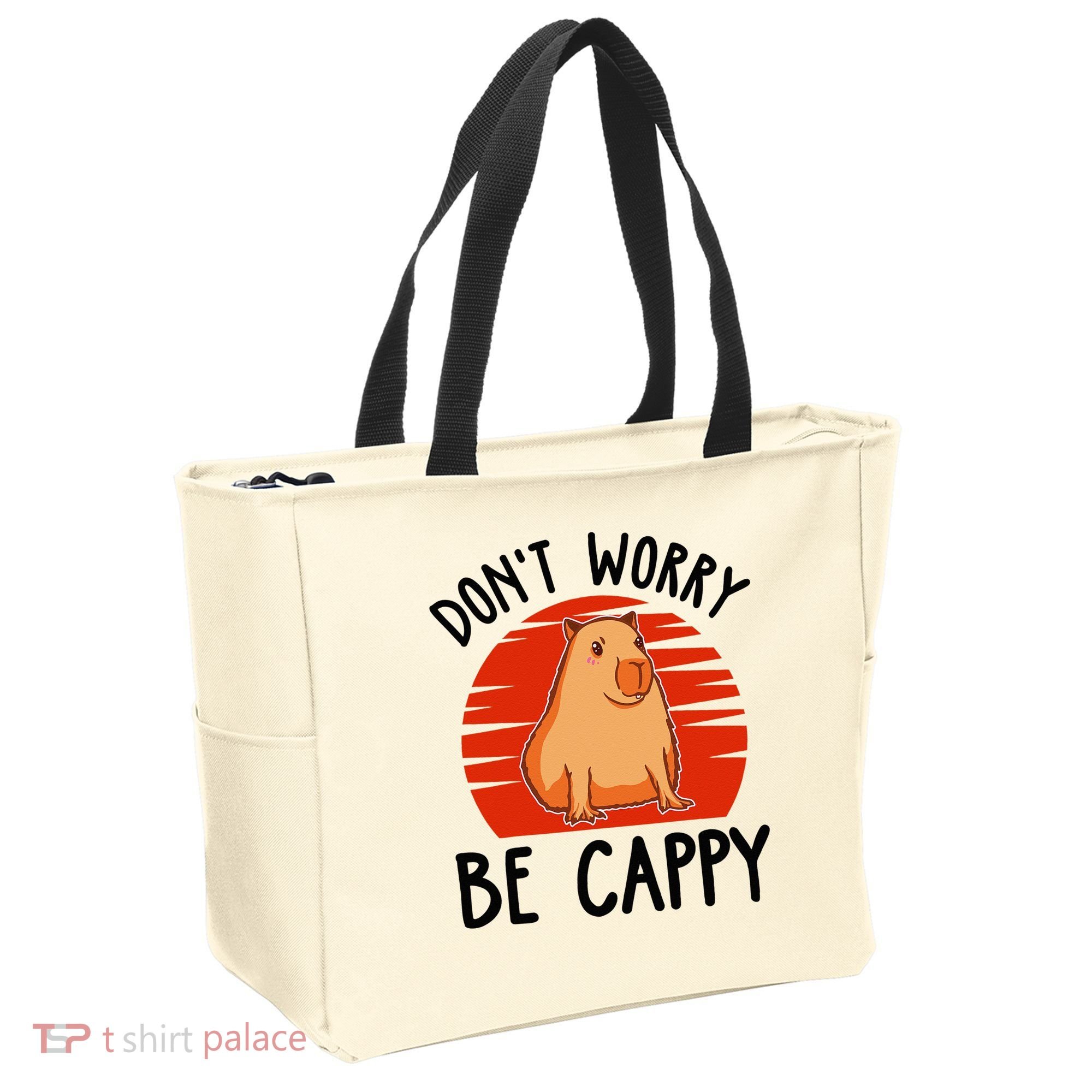 Dont Worry Be Cappy Capybara Animal Lover Funny Tote Bag