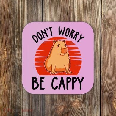 Dont Worry Be Cappy Capybara Animal Lover Funny Coaster