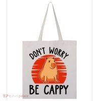 Dont Worry Be Cappy Capybara Animal Lover Funny Tote Bag thumb 0