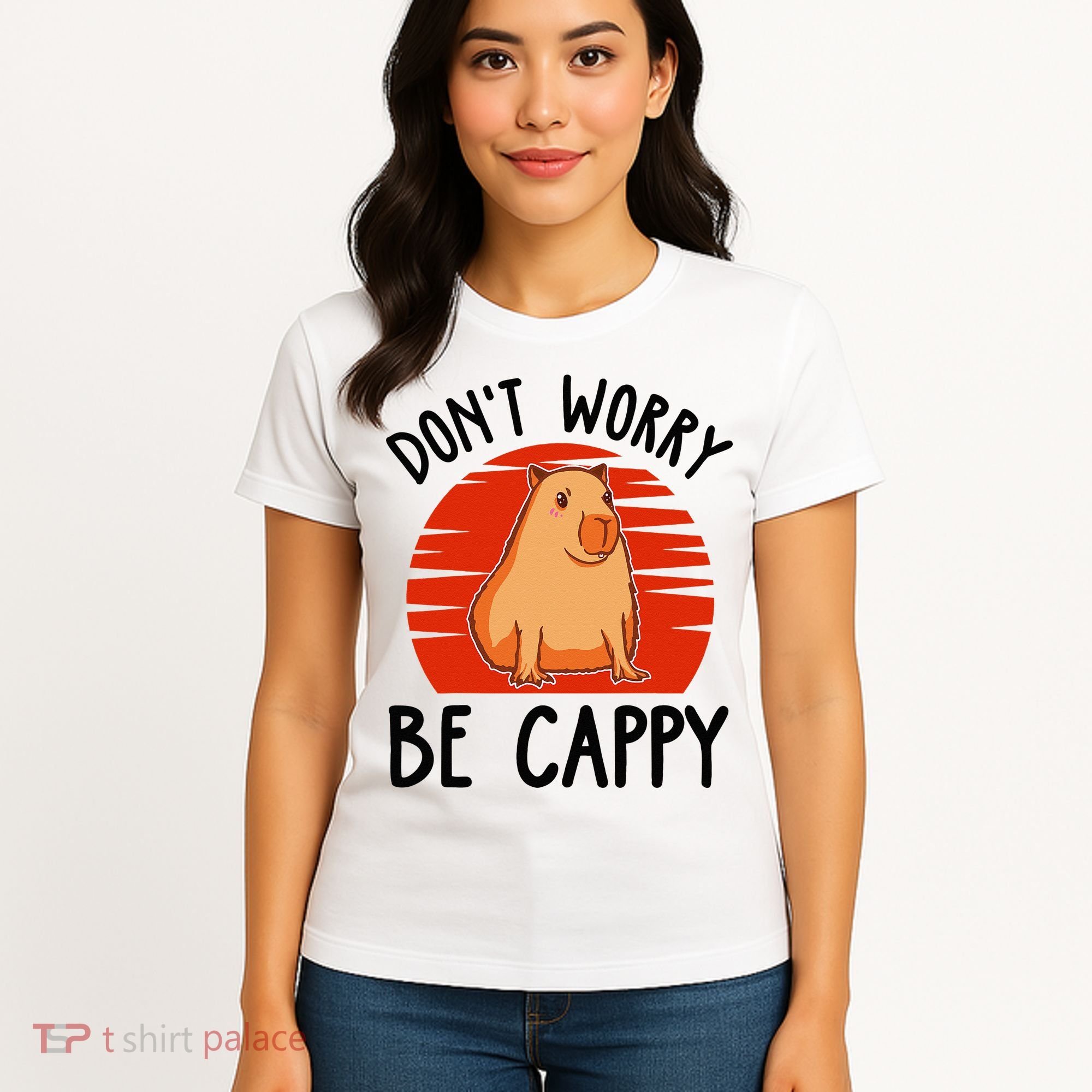 Dont Worry Be Cappy Capybara Animal Lover Funny Women's T-Shirt