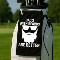 Dads With Beard Are Better Funny Bearded Dad Fathers Day Cool Gift Golf Towel thumb 2