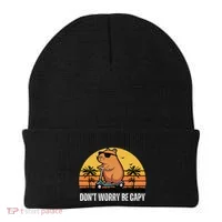 Don’T Worry Be Capy Cute Capybara Gift Beanie thumb 0