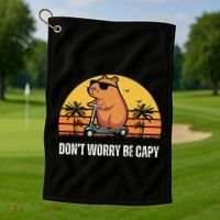 Don’T Worry Be Capy Cute Capybara Gift Golf Towel thumb 1