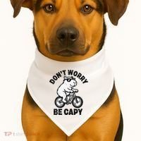 Dont Worry Be Capy Capybara Funny Capybara USA-Made Doggie Bandana thumb 1