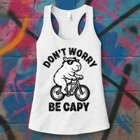 Dont Worry Be Capy Capybara Funny Capybara Women's Tank Top thumb 3