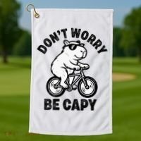 Dont Worry Be Capy Capybara Funny Capybara Golf Towel thumb 1