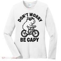 Dont Worry Be Capy Capybara Funny Capybara Women's Long Sleeve Shirt thumb 0