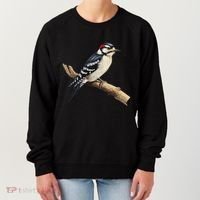 Downy Woodpecker Bird Lover Illustration Women's Sweatshirt thumb 0