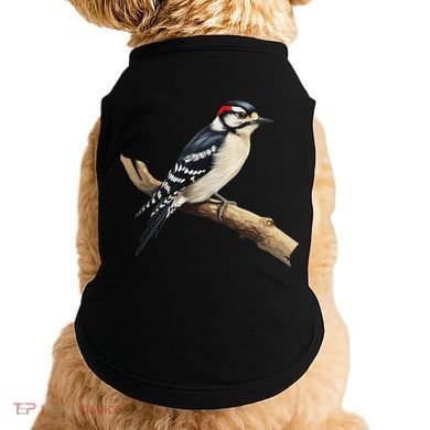Downy Woodpecker Bird Lover Illustration Doggie Tank