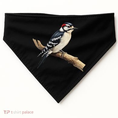 Downy Woodpecker Bird Lover Illustration USA-Made Doggie Bandana