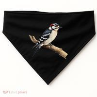 Downy Woodpecker Bird Lover Illustration USA-Made Doggie Bandana thumb 0