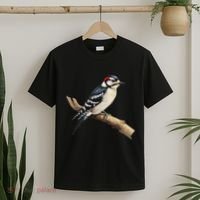 Downy Woodpecker Bird Lover Illustration T-Shirt thumb 2