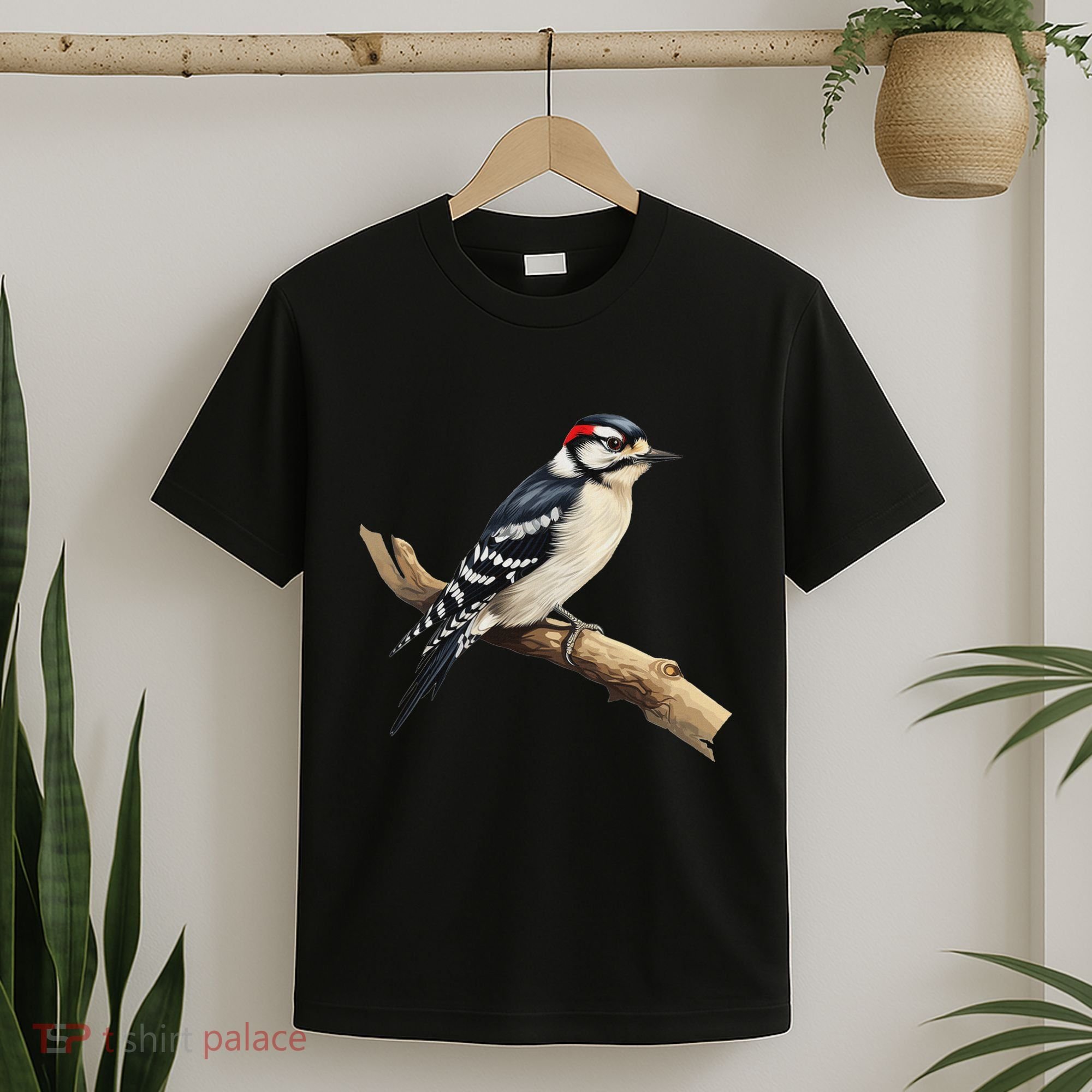 Downy Woodpecker Bird Lover Illustration T-Shirt