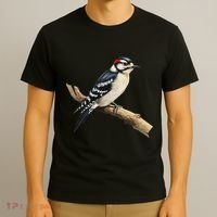 Downy Woodpecker Bird Lover Illustration T-Shirt thumb 3