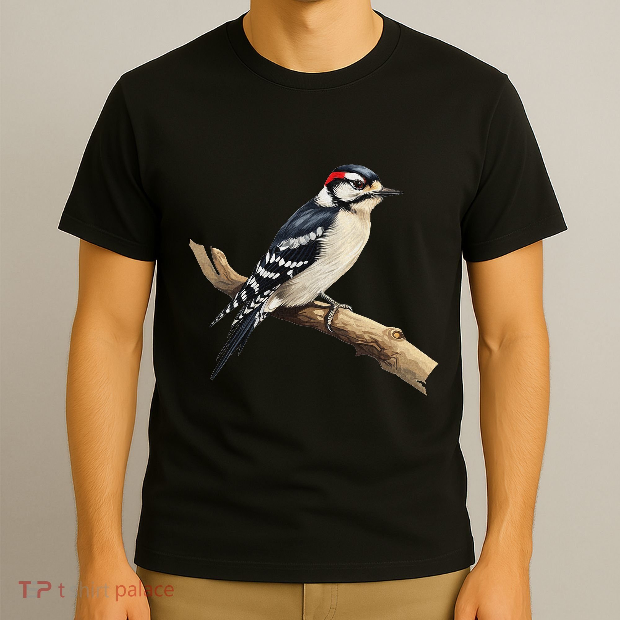 Downy Woodpecker Bird Lover Illustration T-Shirt