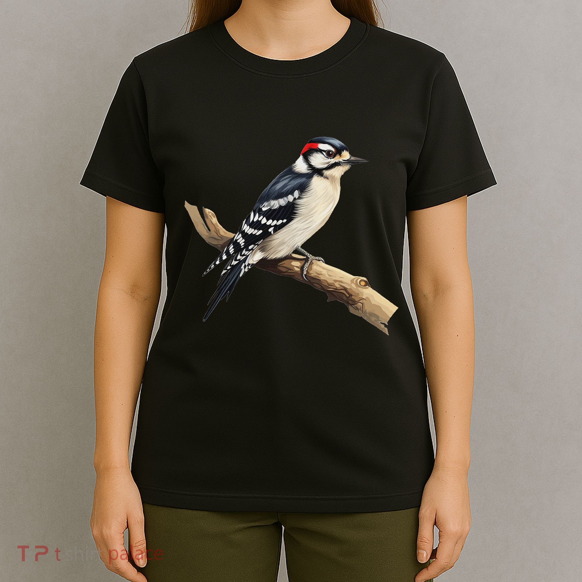Downy Woodpecker Bird Lover Illustration T-Shirt