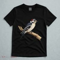 Downy Woodpecker Bird Lover Illustration T-Shirt thumb 5