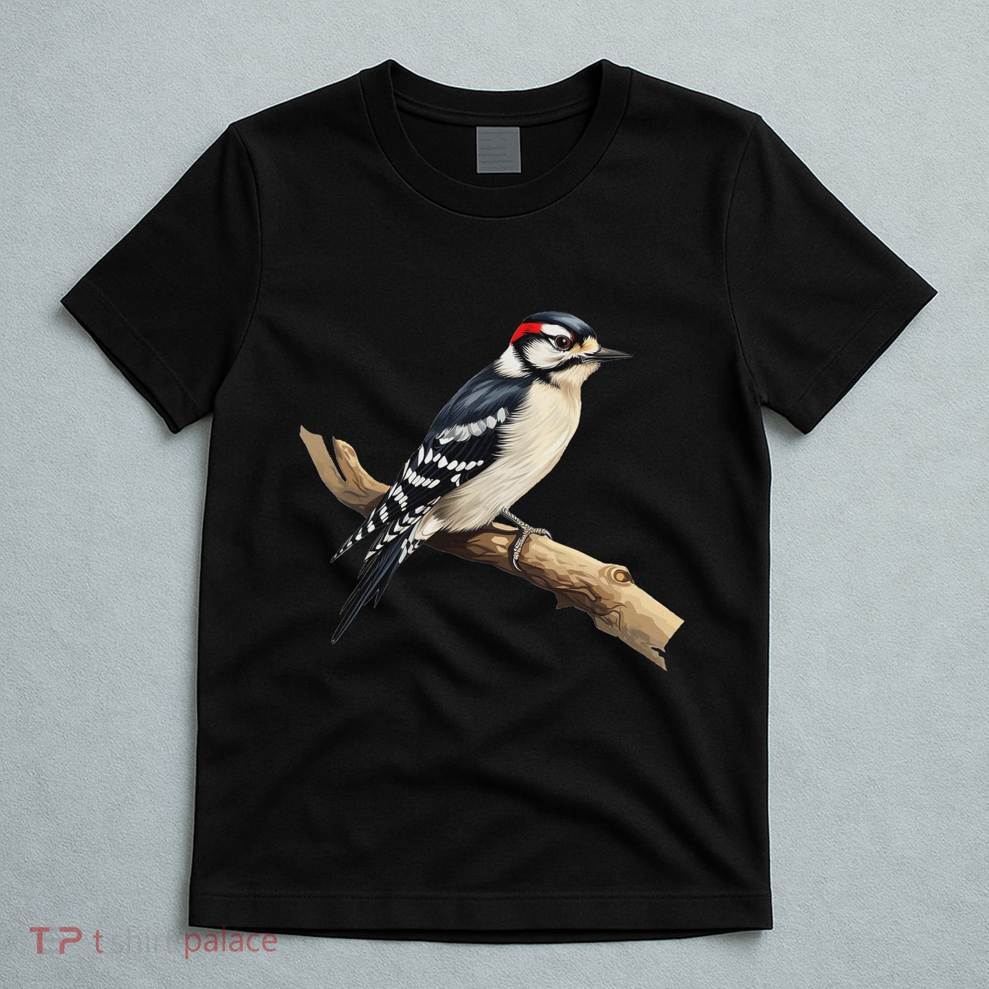 Downy Woodpecker Bird Lover Illustration T-Shirt