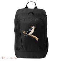 Downy Woodpecker Bird Lover Illustration City Backpack thumb 0