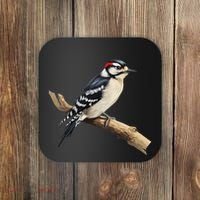 Downy Woodpecker Bird Lover Illustration Coaster thumb 0
