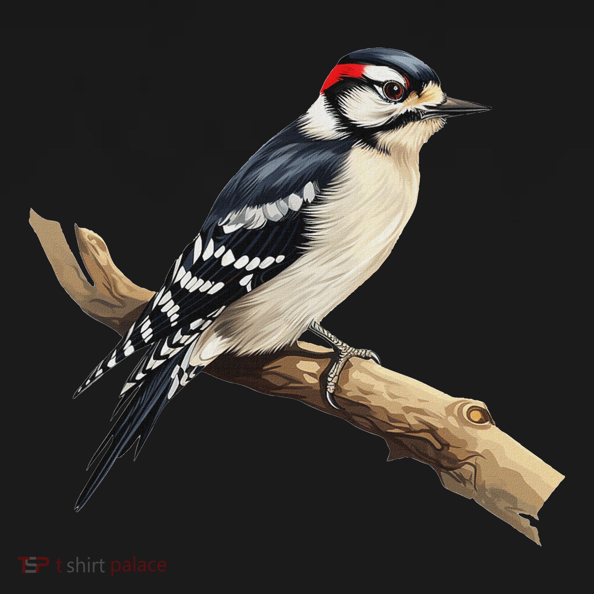 Downy Woodpecker Bird Lover Illustration Coaster