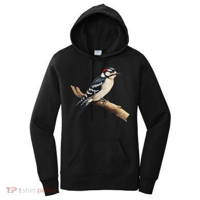 Downy Woodpecker Bird Lover Illustration Women's Hoodie
