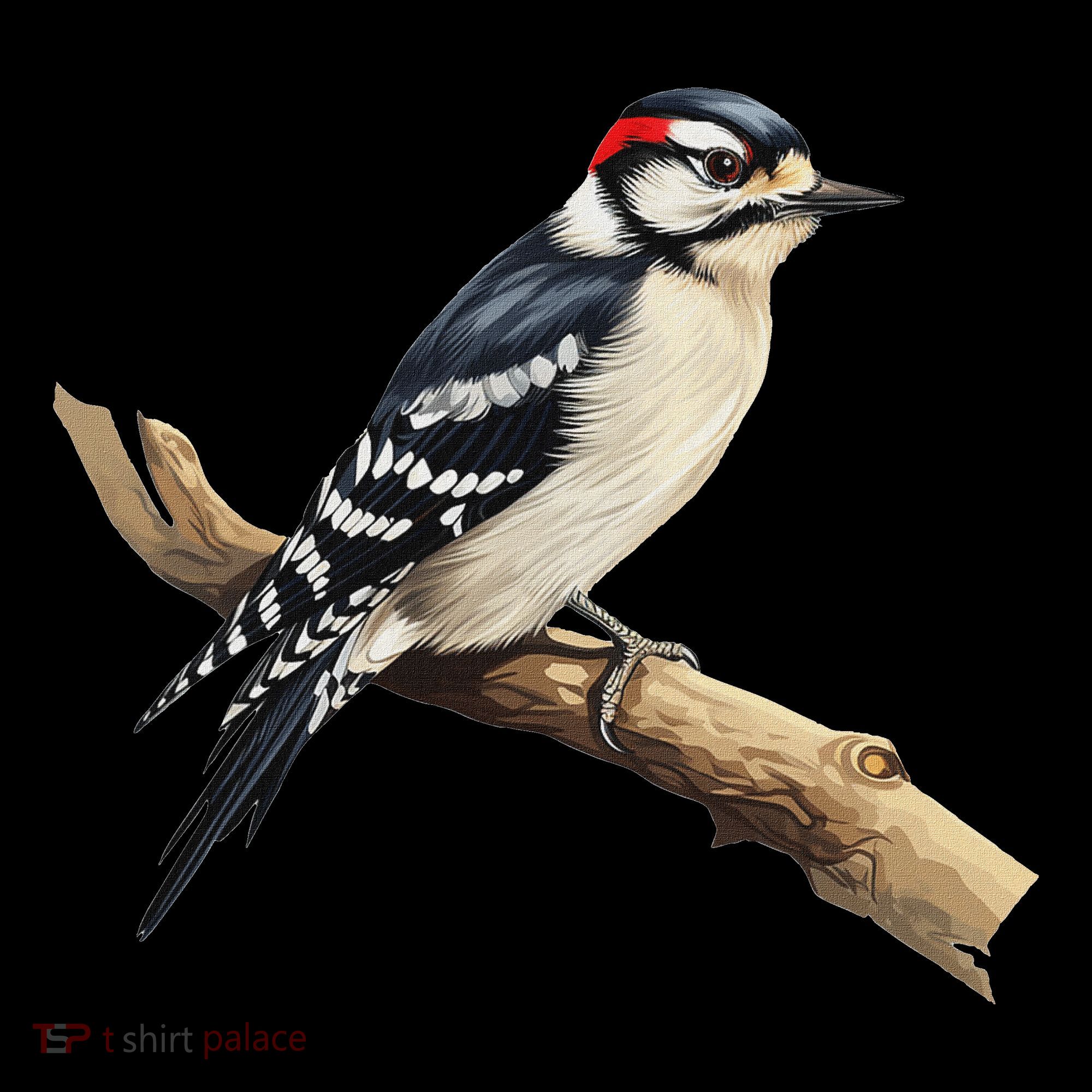Downy Woodpecker Bird Lover Illustration Women's Hoodie