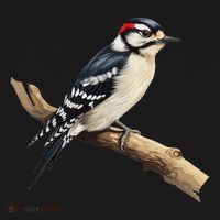 Downy Woodpecker Bird Lover Illustration Mousepad thumb 1