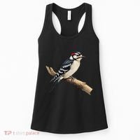Downy Woodpecker Bird Lover Illustration Women's Tank Top thumb 0