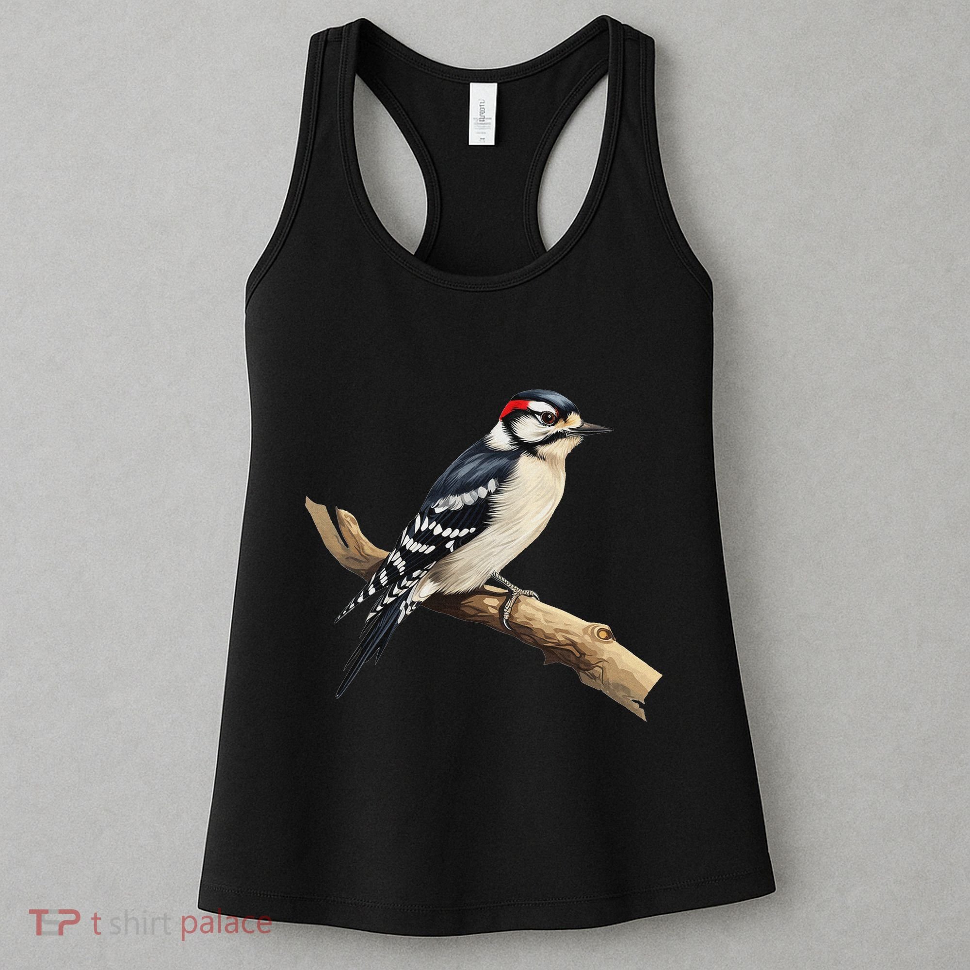 Downy Woodpecker Bird Lover Illustration Women's Tank Top