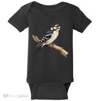 Downy Woodpecker Bird Lover Illustration Baby Bodysuit thumb 0