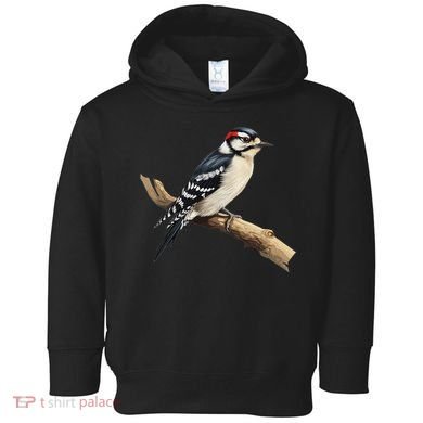 Downy Woodpecker Bird Lover Illustration Toddler Hoodie
